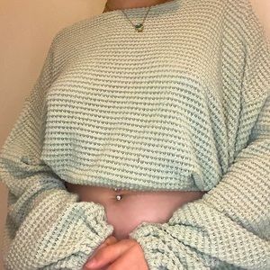 sage green cropped sweater